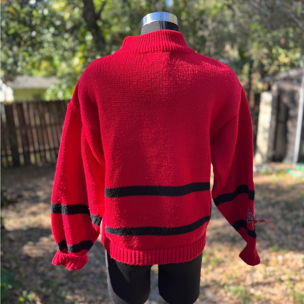 1980s Vintage Spice of Life Scotty Dog Plaid Bows Pullover Sweater - Picture 6 of 9